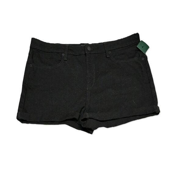 NWT High-Rise Rolled Cuff Black Jean Shorts - Womens Juniors Size 14 (32 Waist) - Picture 4 of 5